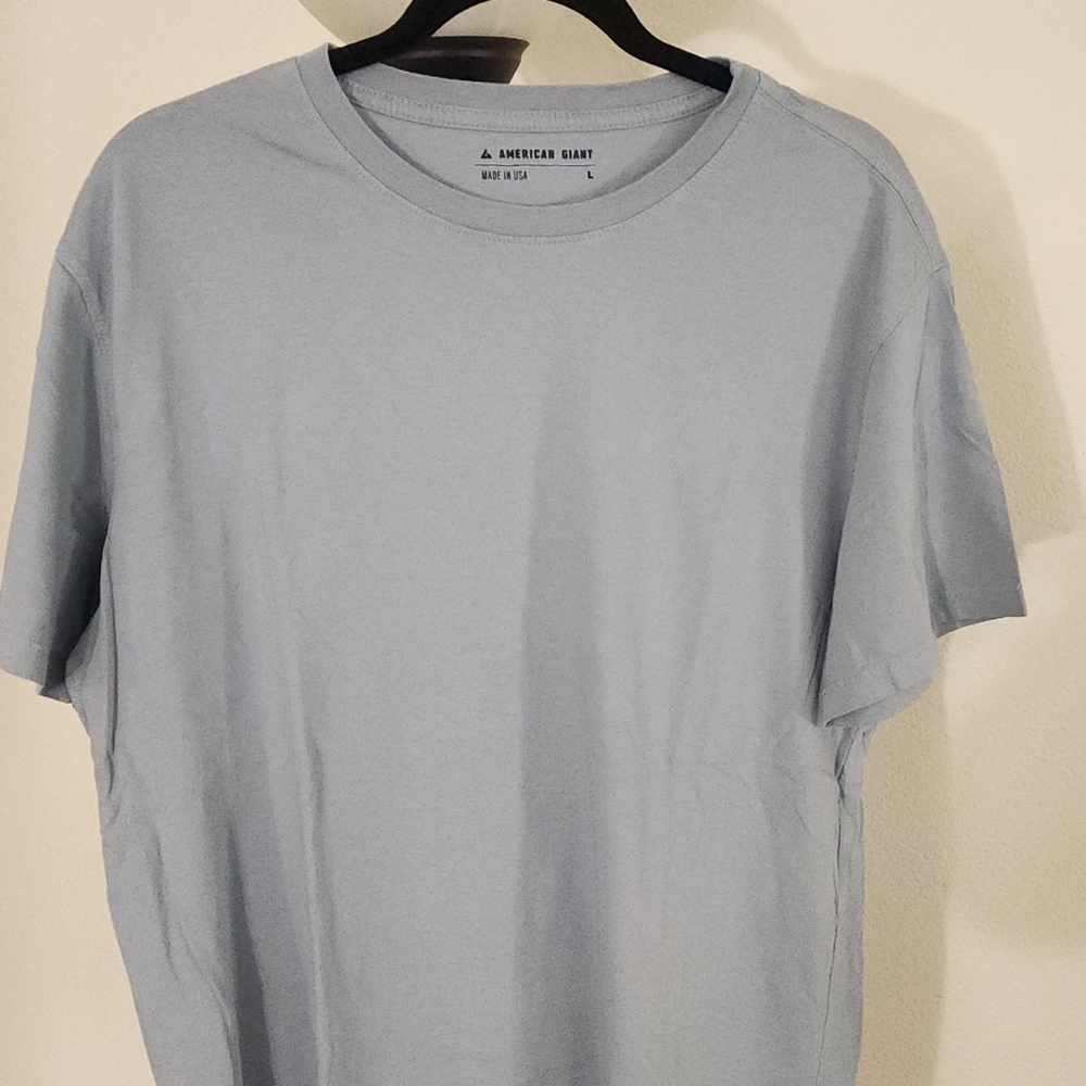American Giant Classic Cotton Crew Tee Mens Large, Blue gray